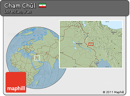 Savanna Style Location Map of Cham Chūl, hill shading