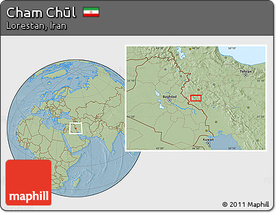 Savanna Style Location Map of Cham Chūl, hill shading