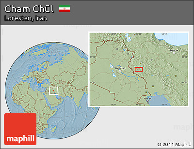 Savanna Style Location Map of Cham Chūl, hill shading