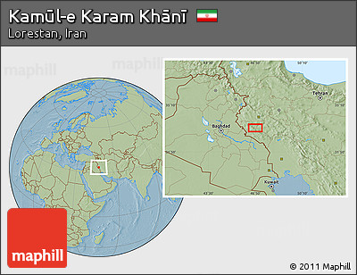 Savanna Style Location Map of Kamūl-e Karam Khānī, hill shading