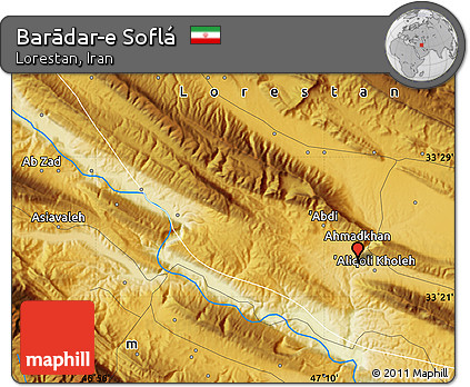 Physical Map of Barādar-e Soflá
