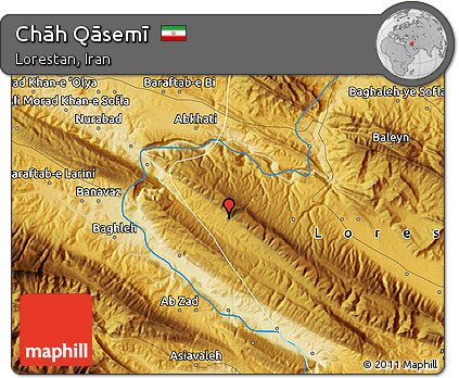 Physical Map of Chāh Qāsemī