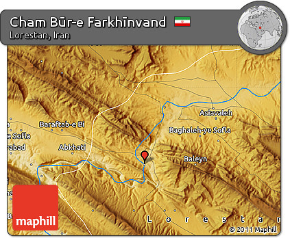 Physical Map of Cham Būr-e Farkhīnvand