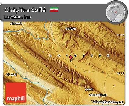 Physical Map of Chāp'īt-e Soflá