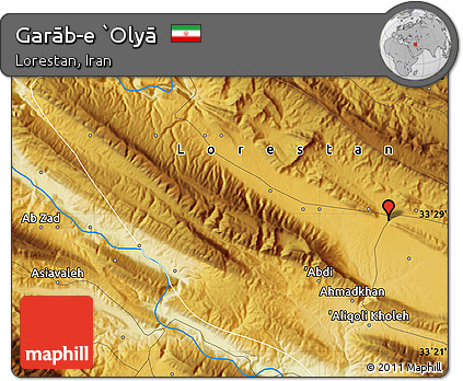 Physical Map of Garāb-e `Olyā