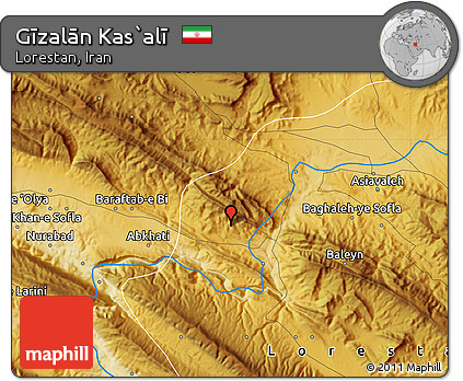 Physical Map of Gīzalān Kas`alī