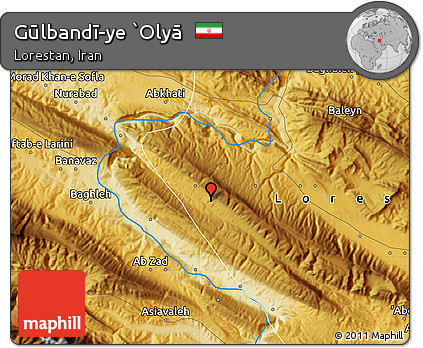 Physical Map of Gūlbandī-ye `Olyā