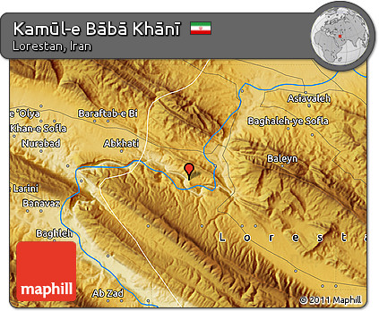 Physical Map of Kamūl-e Bābā Khānī