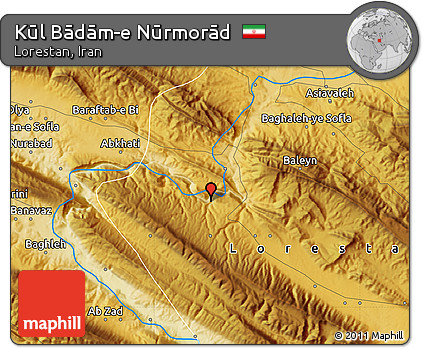 Physical Map of Kūl Bādām-e Nūrmorād