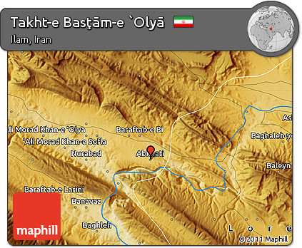Physical Map of Takht-e Basţām-e `Olyā