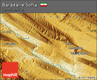 Physical Map of Barādar-e Soflá