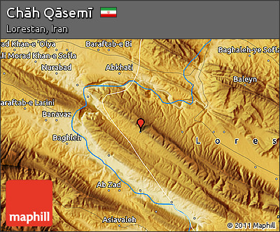 Physical Map of Chāh Qāsemī