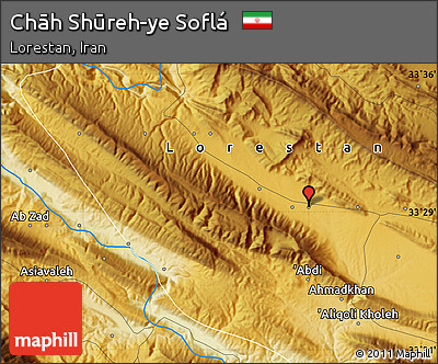 Physical Map of Chāh Shūreh-ye Soflá