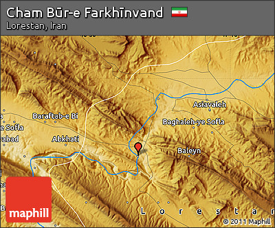 Physical Map of Cham Būr-e Farkhīnvand