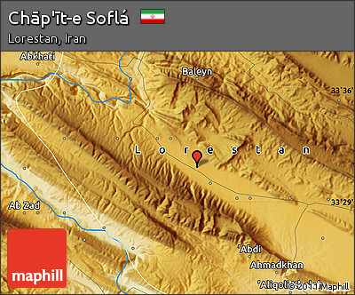 Physical Map of Chāp'īt-e Soflá