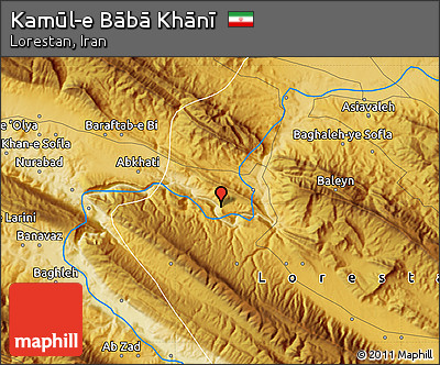 Physical Map of Kamūl-e Bābā Khānī
