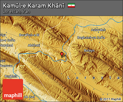 Physical Map of Kamūl-e Karam Khānī