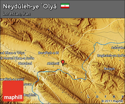 Physical Map of Neydūleh-ye `Olyā