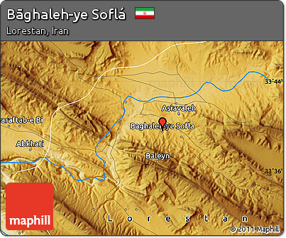 Physical Map of Bāghaleh-ye Soflá