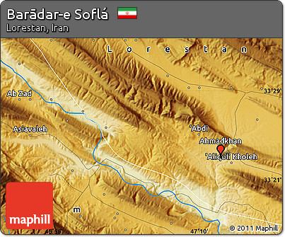 Physical Map of Barādar-e Soflá