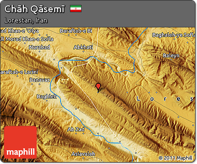 Physical Map of Chāh Qāsemī