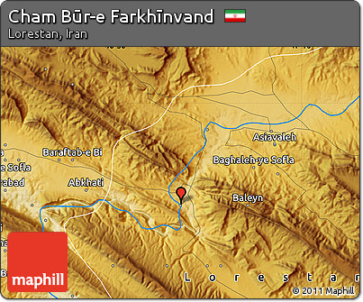 Physical Map of Cham Būr-e Farkhīnvand