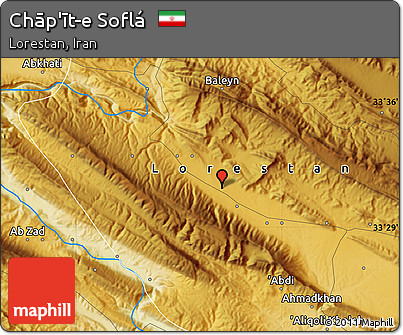 Physical Map of Chāp'īt-e Soflá