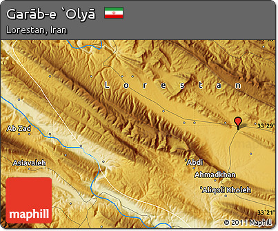 Physical Map of Garāb-e `Olyā