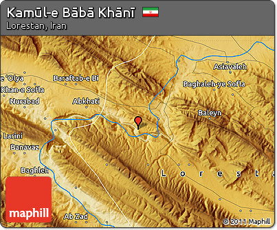 Physical Map of Kamūl-e Bābā Khānī