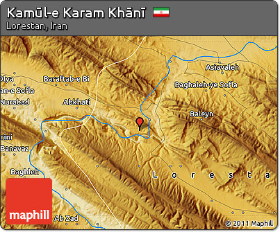 Physical Map of Kamūl-e Karam Khānī