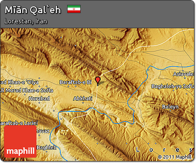 Physical Map of Mīān Qal`eh