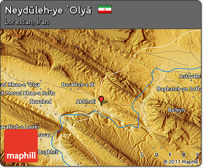 Physical Map of Neydūleh-ye `Olyā