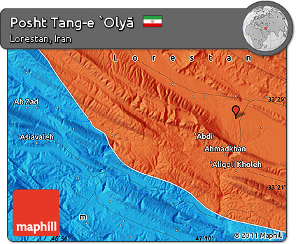 Political Map of Posht Tang-e `Olyā
