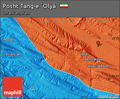 Political Map of Posht Tang-e `Olyā