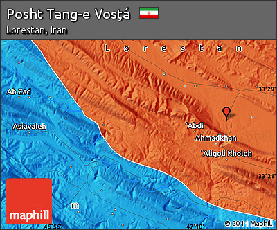 Political Map of Posht Tang-e Vosţá