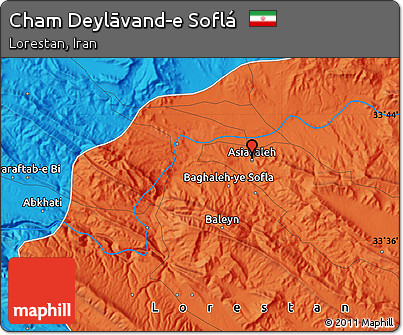 Political Map of Cham Deylāvand-e Soflá