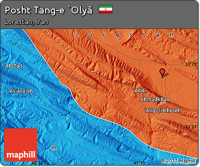Political Map of Posht Tang-e `Olyā