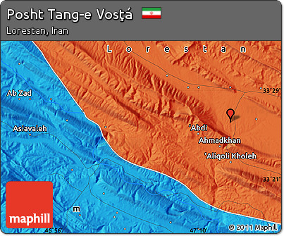 Political Map of Posht Tang-e Vosţá