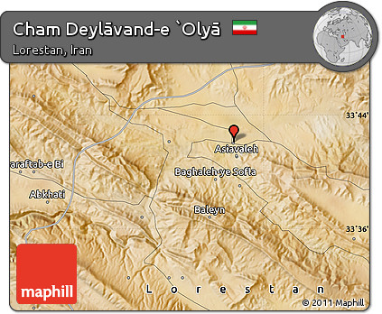 Satellite Map of Cham Deylāvand-e `Olyā