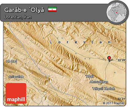 Satellite Map of Garāb-e `Olyā