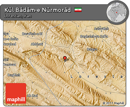 Satellite Map of Kūl Bādām-e Nūrmorād