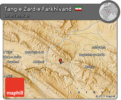 Satellite Map of Tang-e Zard-e Farkhīvand