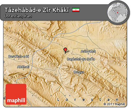 Satellite Map of Tāzehābād-e Zīr Khākī