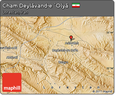 Satellite Map of Cham Deylāvand-e `Olyā