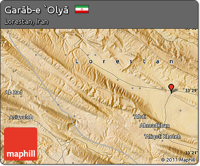 Satellite Map of Garāb-e `Olyā
