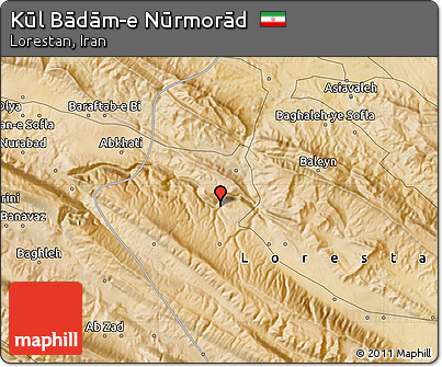 Satellite Map of Kūl Bādām-e Nūrmorād