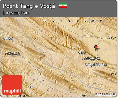 Satellite Map of Posht Tang-e Vosţá