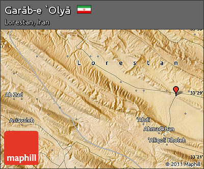 Satellite Map of Garāb-e `Olyā