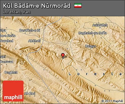 Satellite Map of Kūl Bādām-e Nūrmorād