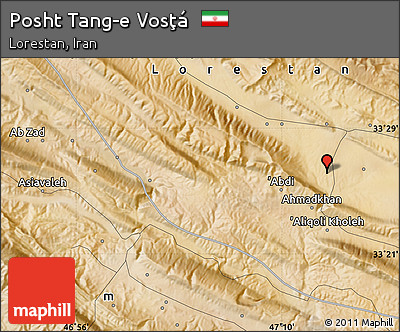 Satellite Map of Posht Tang-e Vosţá